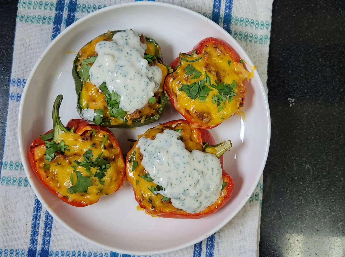 Air Fryer Chicken & Quinoa Stuffed Peppers